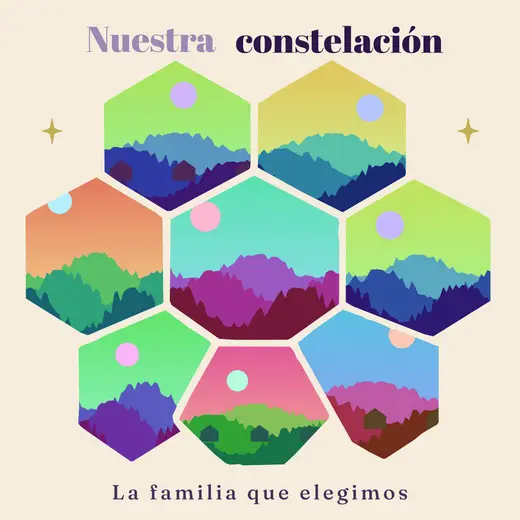 Diseño «La constelación que elegimos» de Amistad, hecho con el motor de la app y fotos de prueba ilustradas