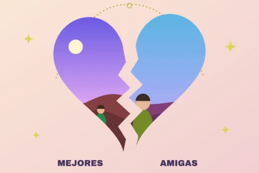 Diseño «Mitades del corazón» de Amistad, hecho con el motor de la app y fotos de prueba ilustradas