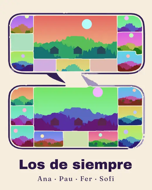 Diseño «Siempre hay respuesta» de Amistad, hecho con el motor de la app y fotos de prueba ilustradas