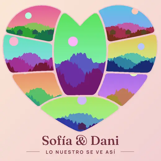 Diseño «Un corazón de momentos» de Amor y San Valentín, hecho con el motor de la app y fotos de prueba ilustradas