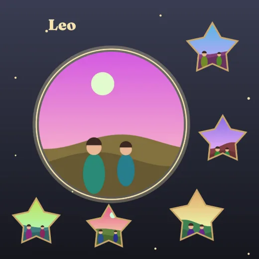 Diseño «Luna y estrellas» de Bebé y nacimiento, hecho con el motor de la app y fotos de prueba ilustradas