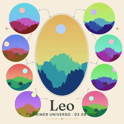 Diseño «Así empieza tu universo» de Bebé y nacimiento, hecho con el motor de la app y fotos de prueba ilustradas