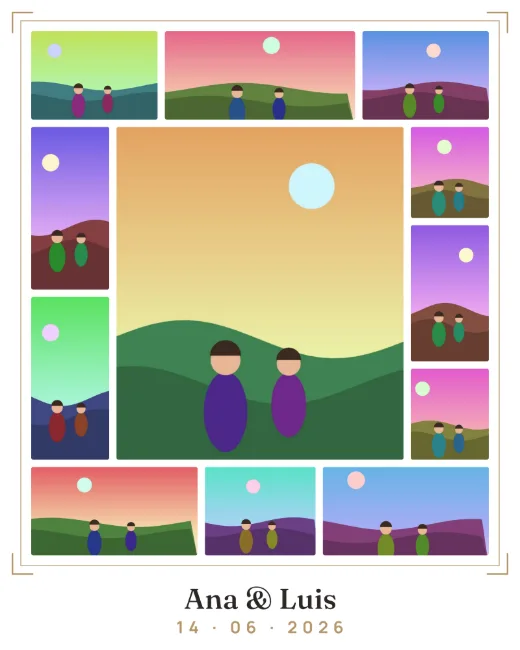 Diseño «Álbum de boda» de Boda y aniversario, hecho con el motor de la app y fotos de prueba ilustradas