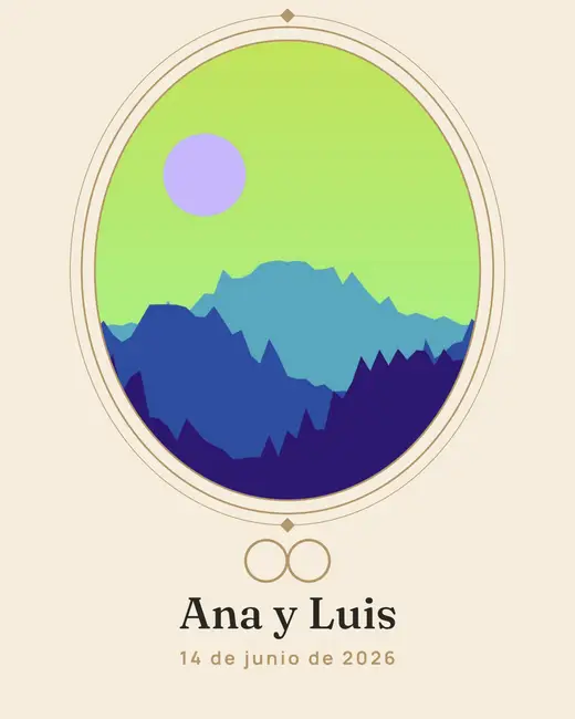 Diseño «Retrato dorado» de Boda y aniversario, hecho con el motor de la app y fotos de prueba ilustradas
