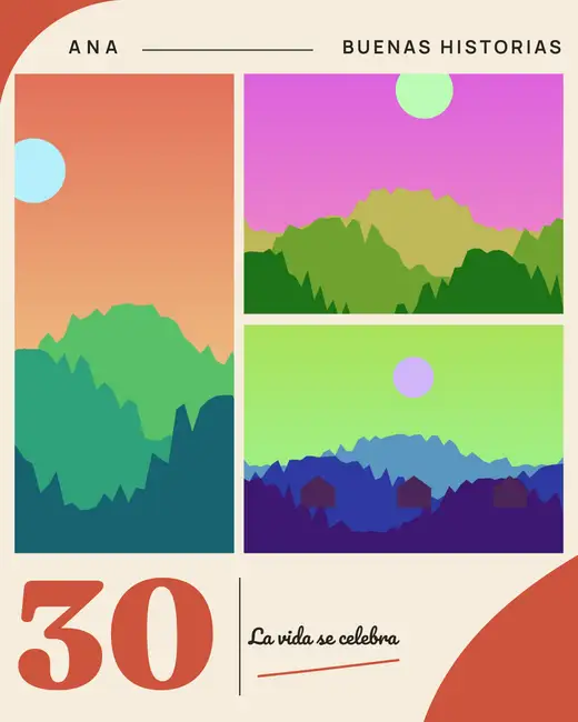 Diseño «Tu mejor vuelta» de Cumpleaños, hecho con el motor de la app y fotos de prueba ilustradas
