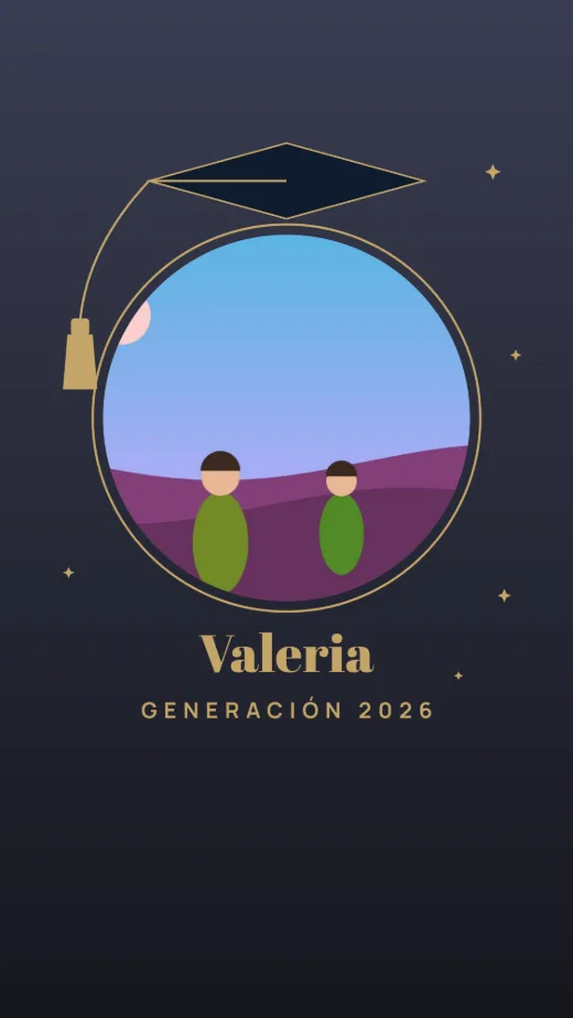 Diseño «La borla» de Graduación, hecho con el motor de la app y fotos de prueba ilustradas