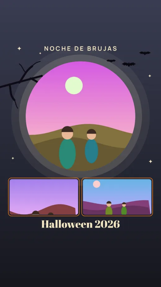 Diseño «Luna llena» de Halloween, hecho con el motor de la app y fotos de prueba ilustradas