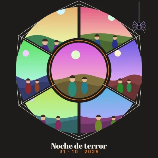 Diseño «Telaraña» de Halloween, hecho con el motor de la app y fotos de prueba ilustradas