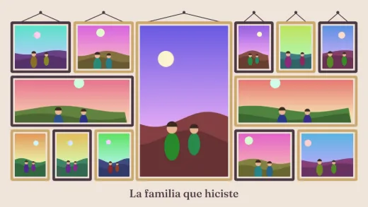 Diseño «Galería de la sala» de Día de las Madres, hecho con el motor de la app y fotos de prueba ilustradas