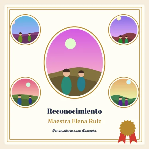 Diseño «Diploma de gratitud» de Día del Maestro, hecho con el motor de la app y fotos de prueba ilustradas