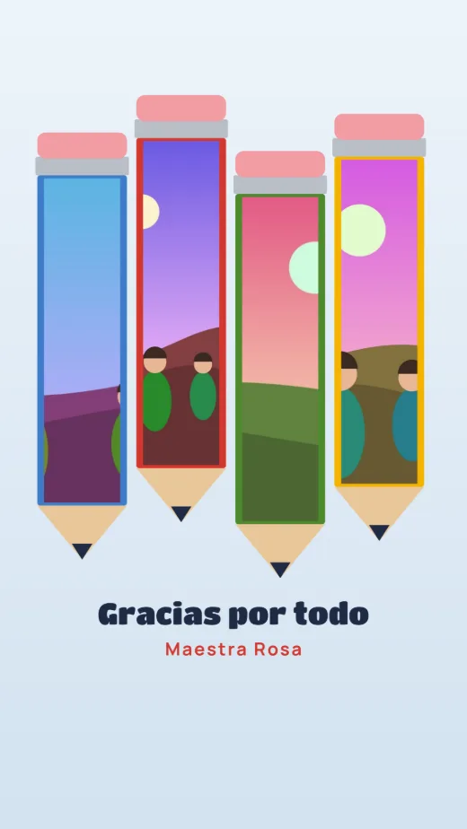 Diseño «Lápices de colores» de Día del Maestro, hecho con el motor de la app y fotos de prueba ilustradas