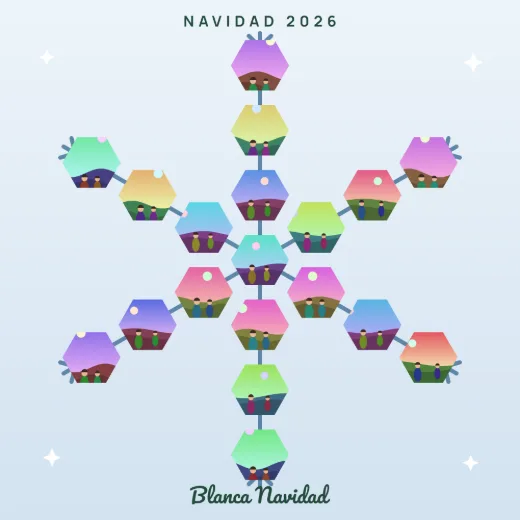 Diseño «Copo de nieve» de Navidad y Año Nuevo, hecho con el motor de la app y fotos de prueba ilustradas