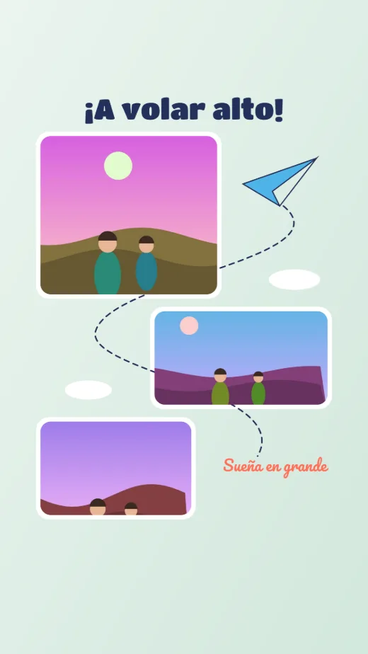Diseño «Avión de papel» de Día del Niño, hecho con el motor de la app y fotos de prueba ilustradas
