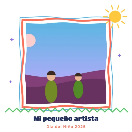 Diseño «Dibujo de crayón» de Día del Niño, hecho con el motor de la app y fotos de prueba ilustradas
