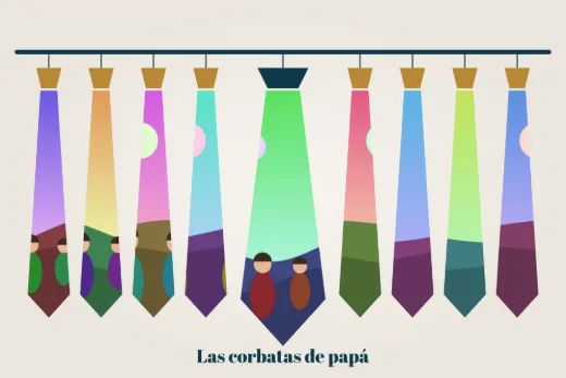 Diseño «Las corbatas de papá» de Día del Padre, hecho con el motor de la app y fotos de prueba ilustradas