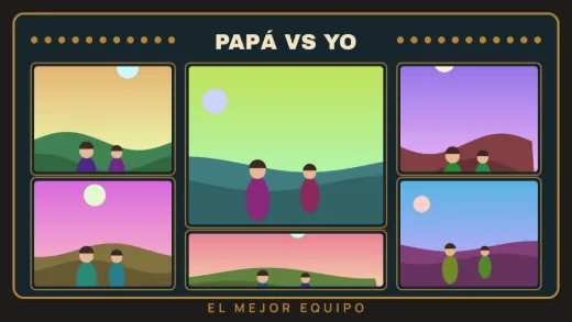 Diseño «Marcador del partido» de Día del Padre, hecho con el motor de la app y fotos de prueba ilustradas