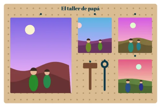Diseño «Tablero de herramientas» de Día del Padre, hecho con el motor de la app y fotos de prueba ilustradas