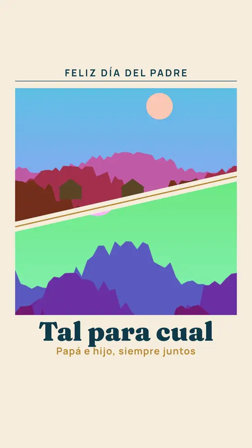 Diseño «Tal para cual» de Día del Padre, hecho con el motor de la app y fotos de prueba ilustradas