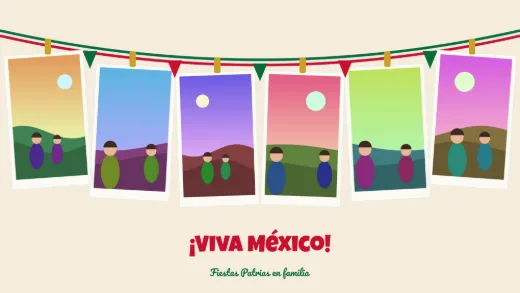 Diseño «Guirnalda tricolor» de Fiestas Patrias, hecho con el motor de la app y fotos de prueba ilustradas