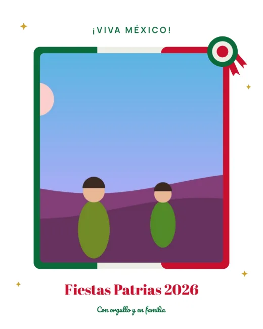 Diseño «Moño tricolor» de Fiestas Patrias, hecho con el motor de la app y fotos de prueba ilustradas