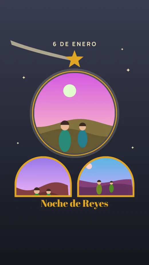 Diseño «Estrella de Oriente» de Reyes y Rosca, hecho con el motor de la app y fotos de prueba ilustradas