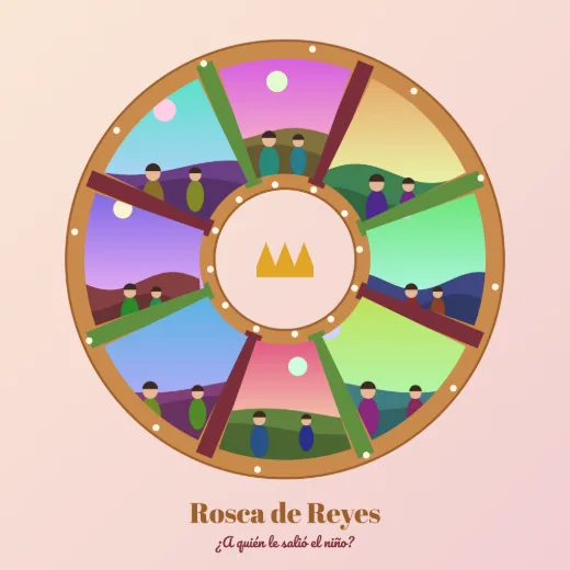 Diseño «Rosca de Reyes» de Reyes y Rosca, hecho con el motor de la app y fotos de prueba ilustradas