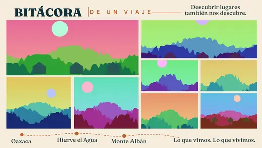 Diseño «Bitácora de un viaje» de Viajes y vacaciones, hecho con el motor de la app y fotos de prueba ilustradas