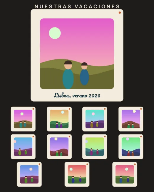 Diseño «Carrusel de diapositivas» de Viajes y vacaciones, hecho con el motor de la app y fotos de prueba ilustradas